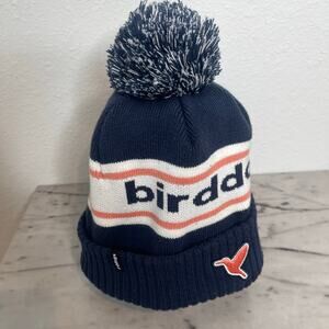 Birddogs Knit Pom Beanie Toboggan Navy Pink  Logo White Stripe Winter Hat OS